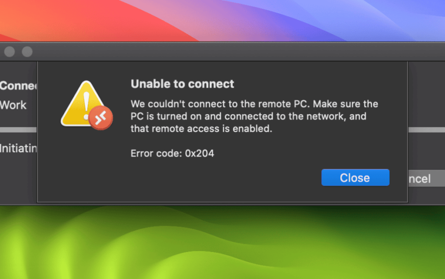 Comment réparer le code d’erreur 0x204 Bureau à distance sur Mac