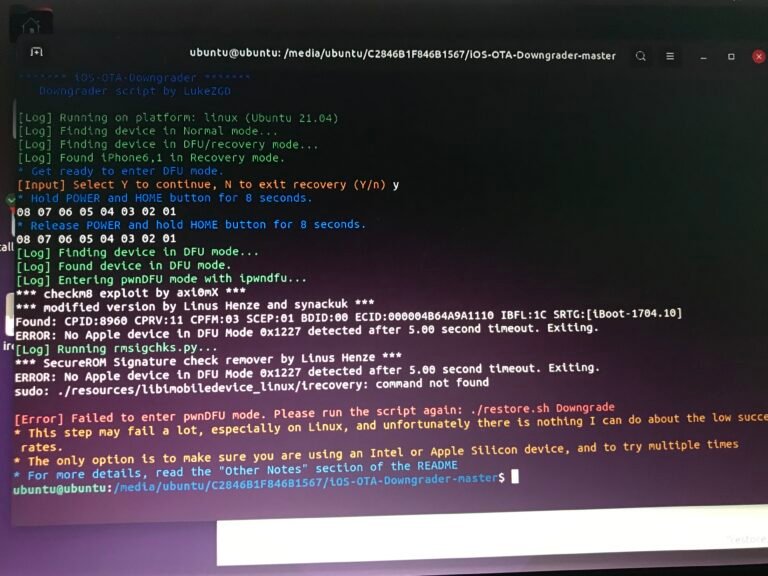 Kit Ubuntu Legacy iOS en cours d'exécution