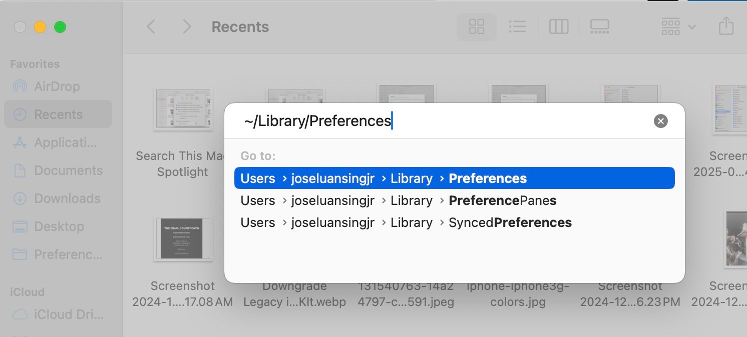 Préférences de la bibliothèque du Finder