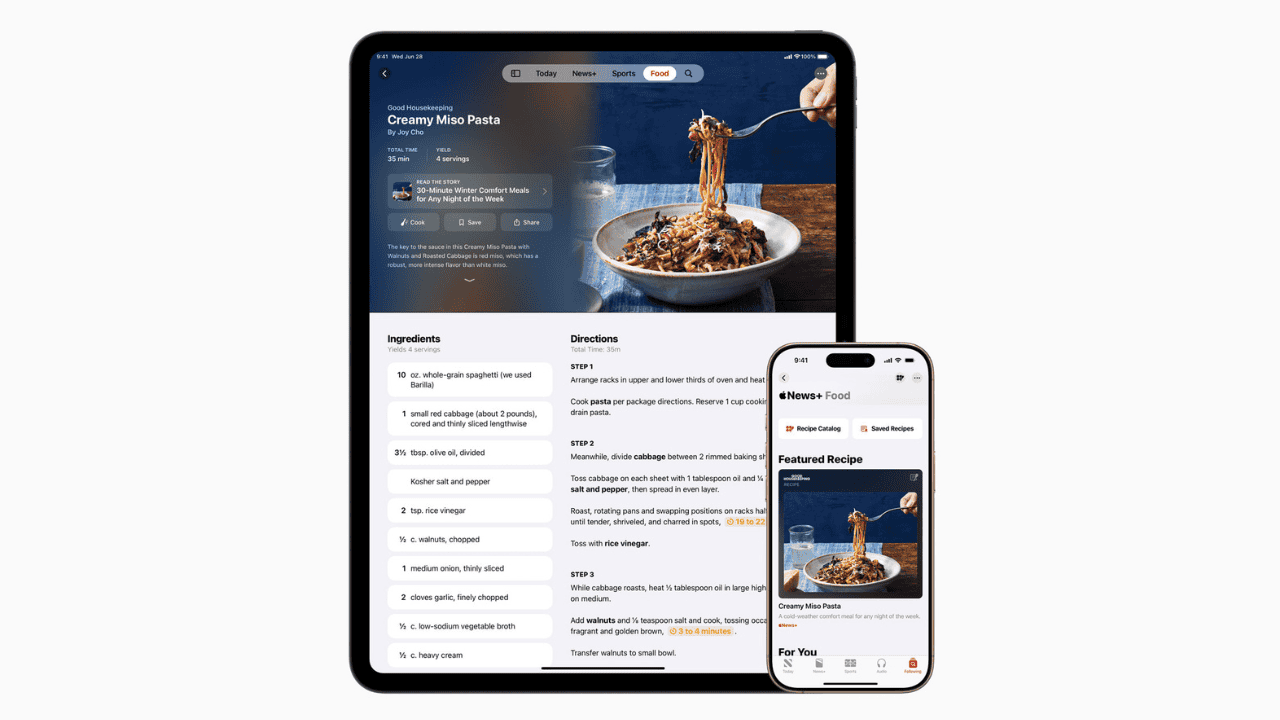 Apple ajoute une section alimentaire à News + en avril 2025 Mise à jour