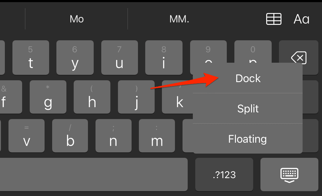 dock_option comment agrandir le clavier sur iPad