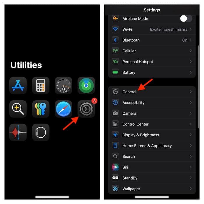 Paramètre général sur iPhone