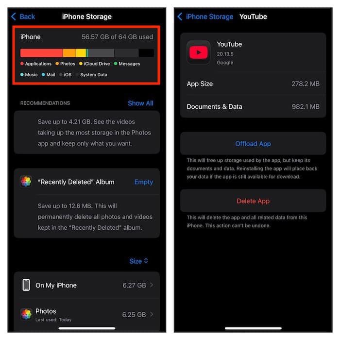 Vérifiez le stockage de l'iPhone