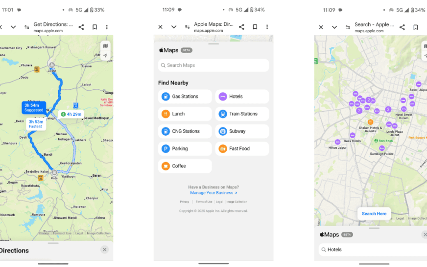 Les cartes Apple sur le Web sont désormais accessibles sur Androids