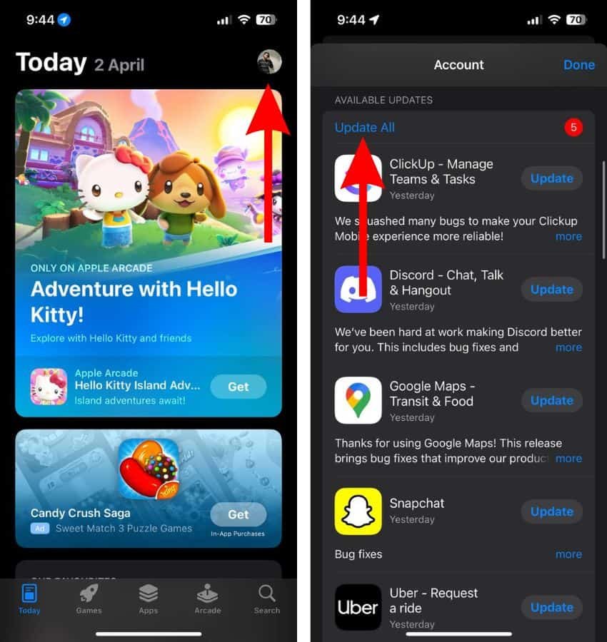Mettez à jour toutes les applications sur iPhone