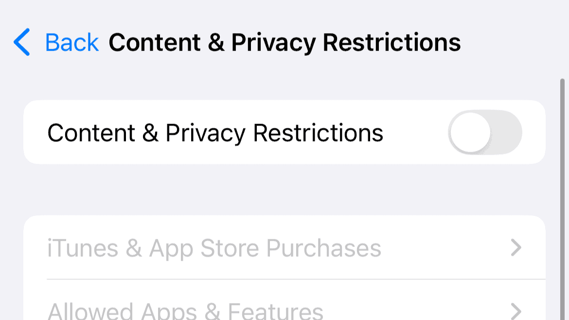 Restrictions de confidentialité du contenu