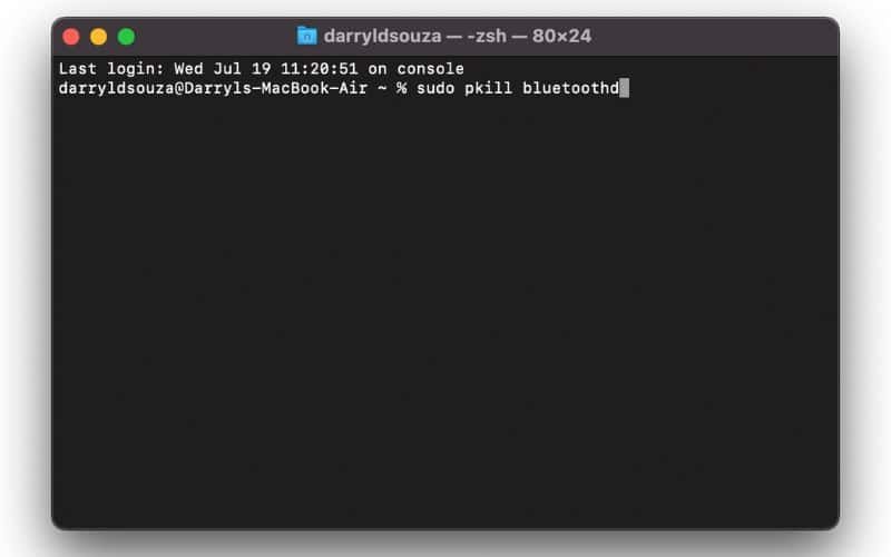 Ouvrez le terminal et tapez la commande pour réinitialiser Bluetooth sur Mac