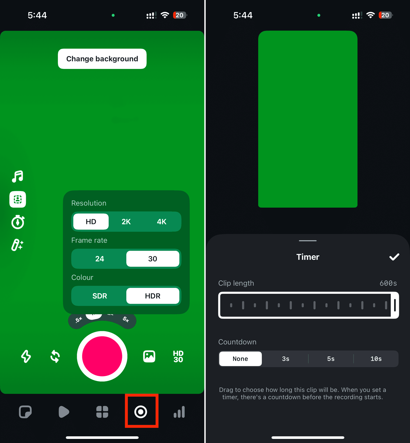 Enregistrer des vidéos de 10 minutes dans les modifications