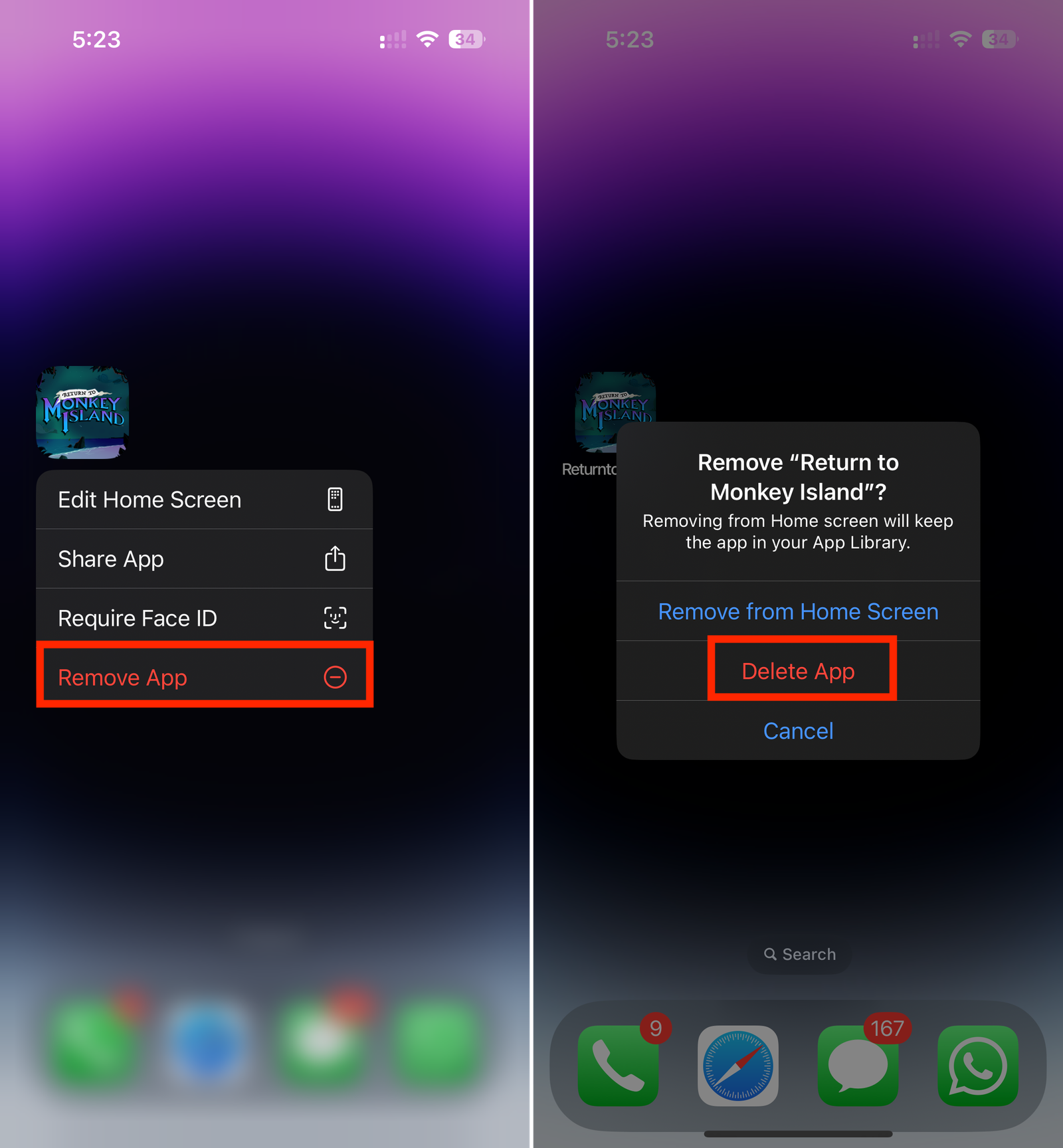 Supprimer l'application sur iPhone