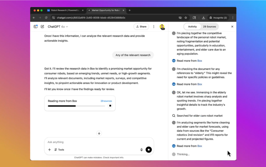 Chatgpt Deep Research sur iOS obtient de nouveaux connecteurs cloud