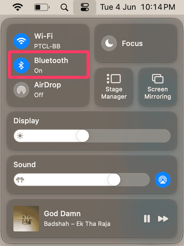 Icône Bluetooth sur MacBook