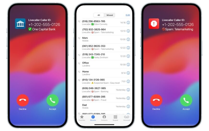 Nouvelle application iPhone LiveCaller Rivals TrueCaller avec une concentration de confidentialité
