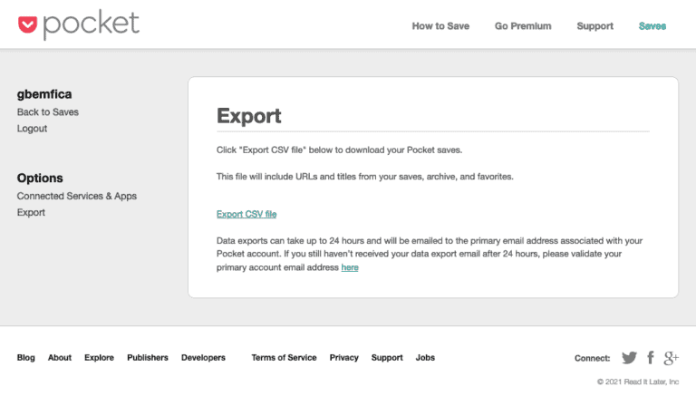 Outil CSV à exportation de poche