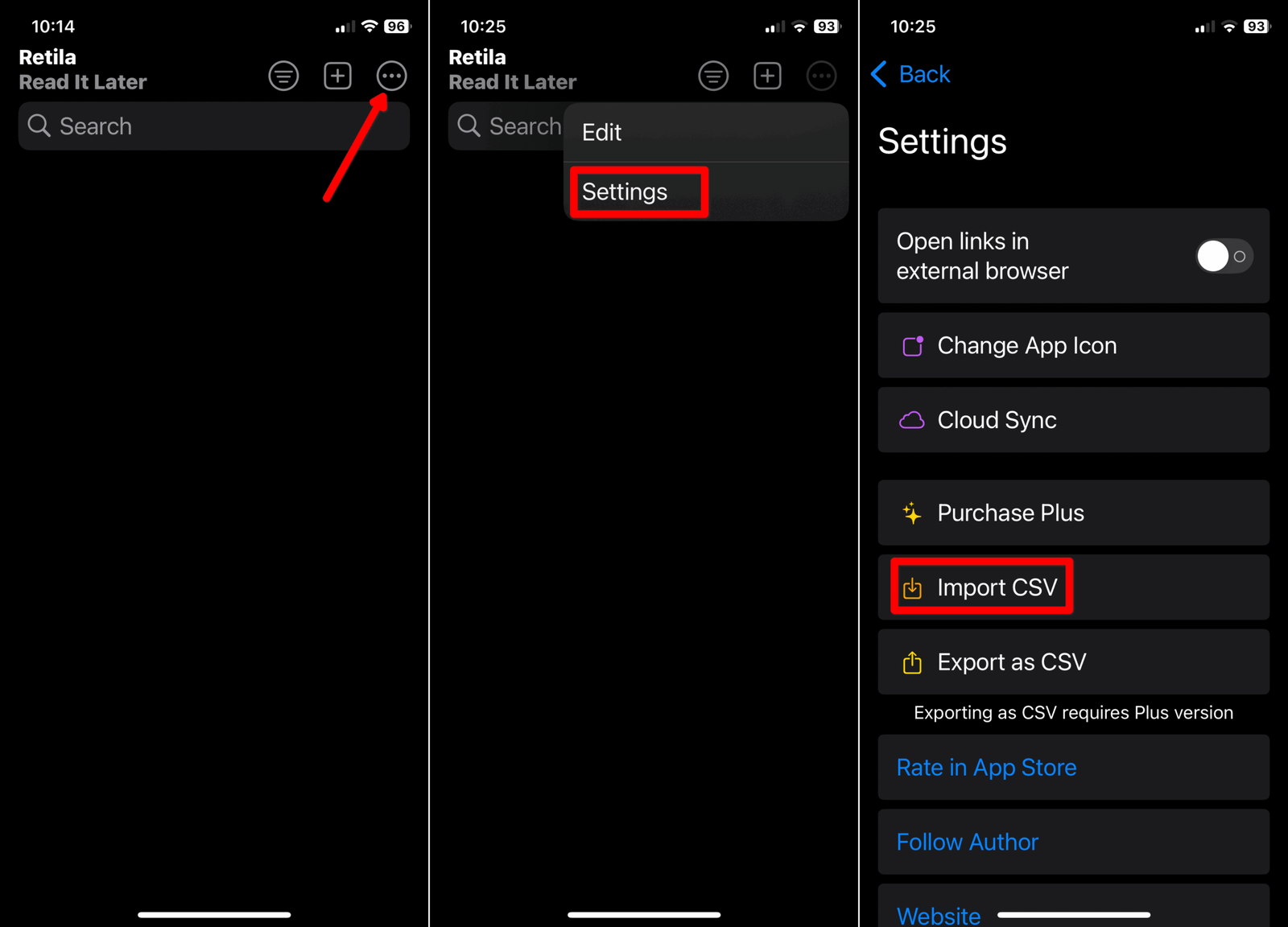 Retila ios Pocket Alternative App Home and Paramètres