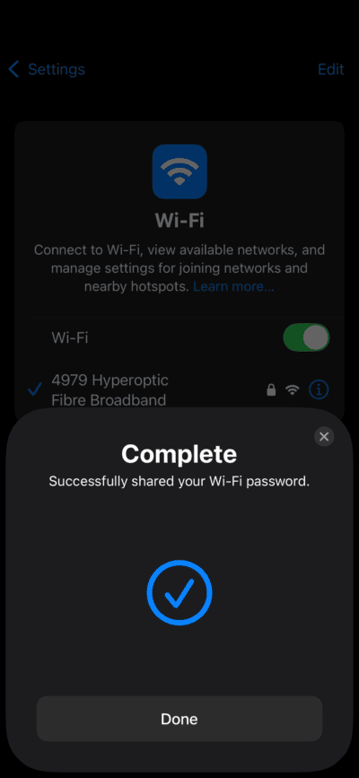 Partage de mot de passe Wi-Fi entre les appareils Apple