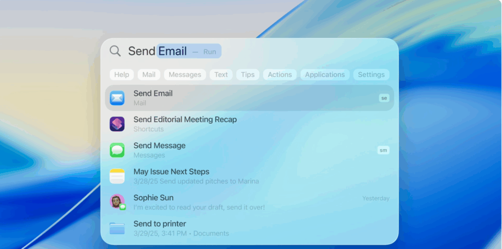 Spotlight sur macOS Tahoe