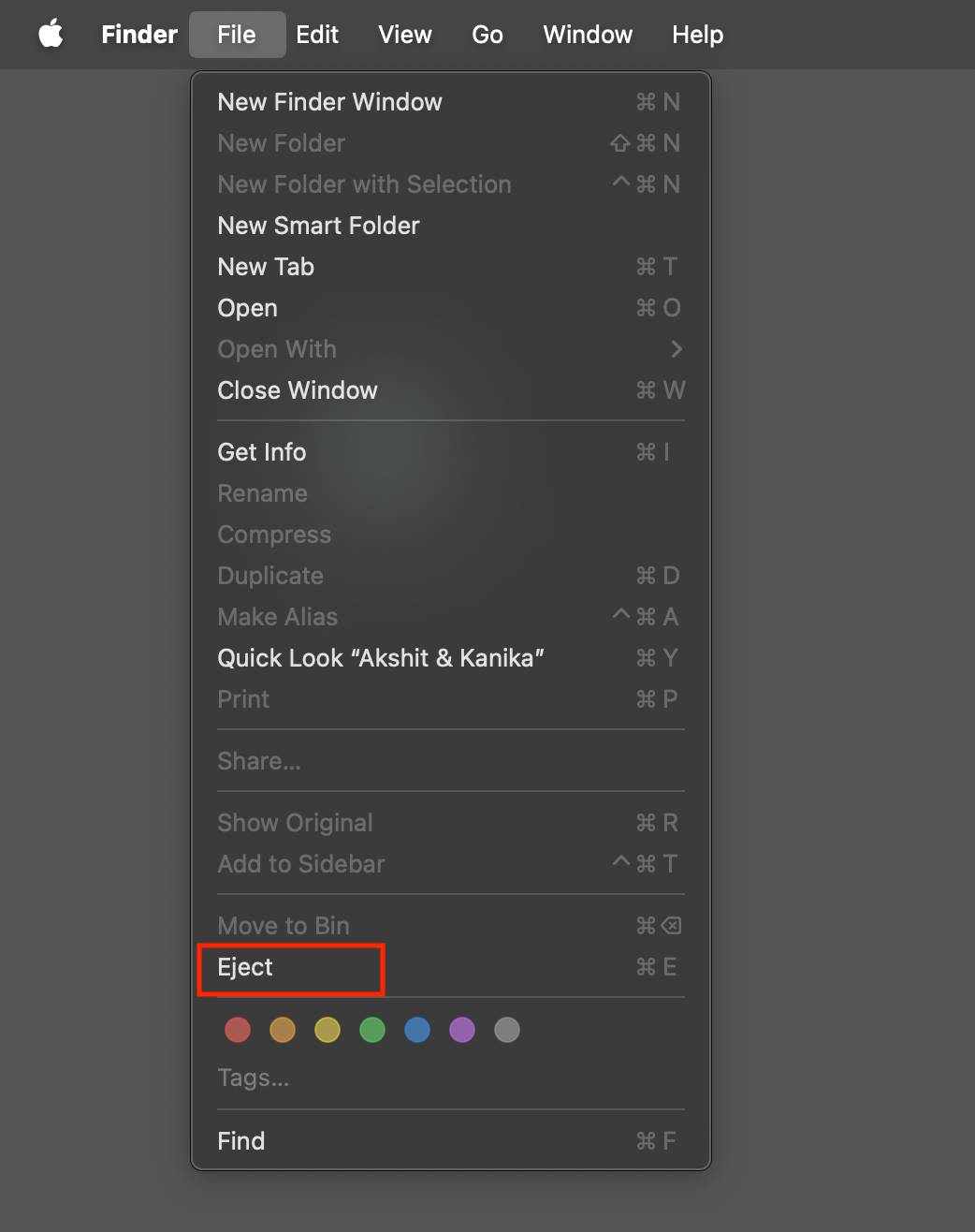 Éjecter USB à l'aide du menu de fichiers