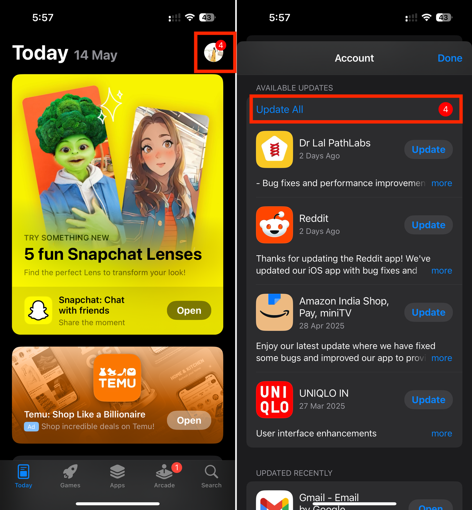Image pour mettre à jour les applications sur iPhone et scanner à nouveau les codes QR