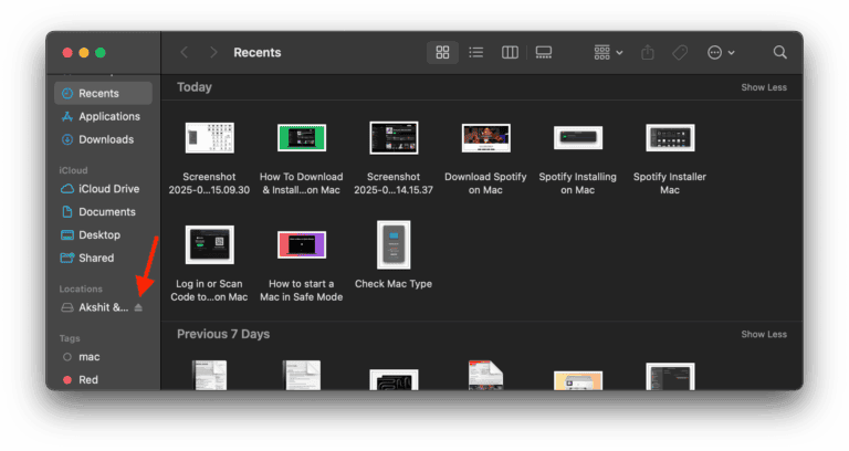 Bouton éjecter dans la barre latérale Finder