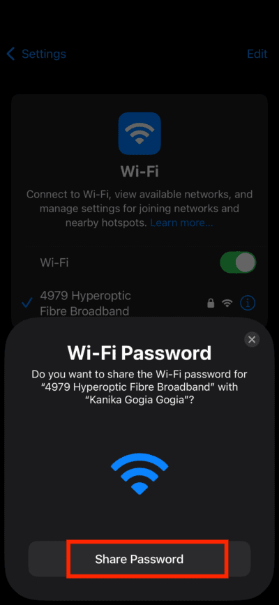 Partagez le mot de passe Wi-Fi sur iPhone