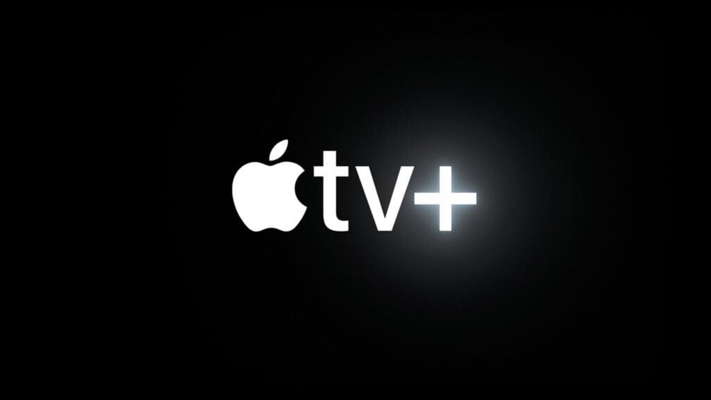 Apple TV + logo sur un écran noir