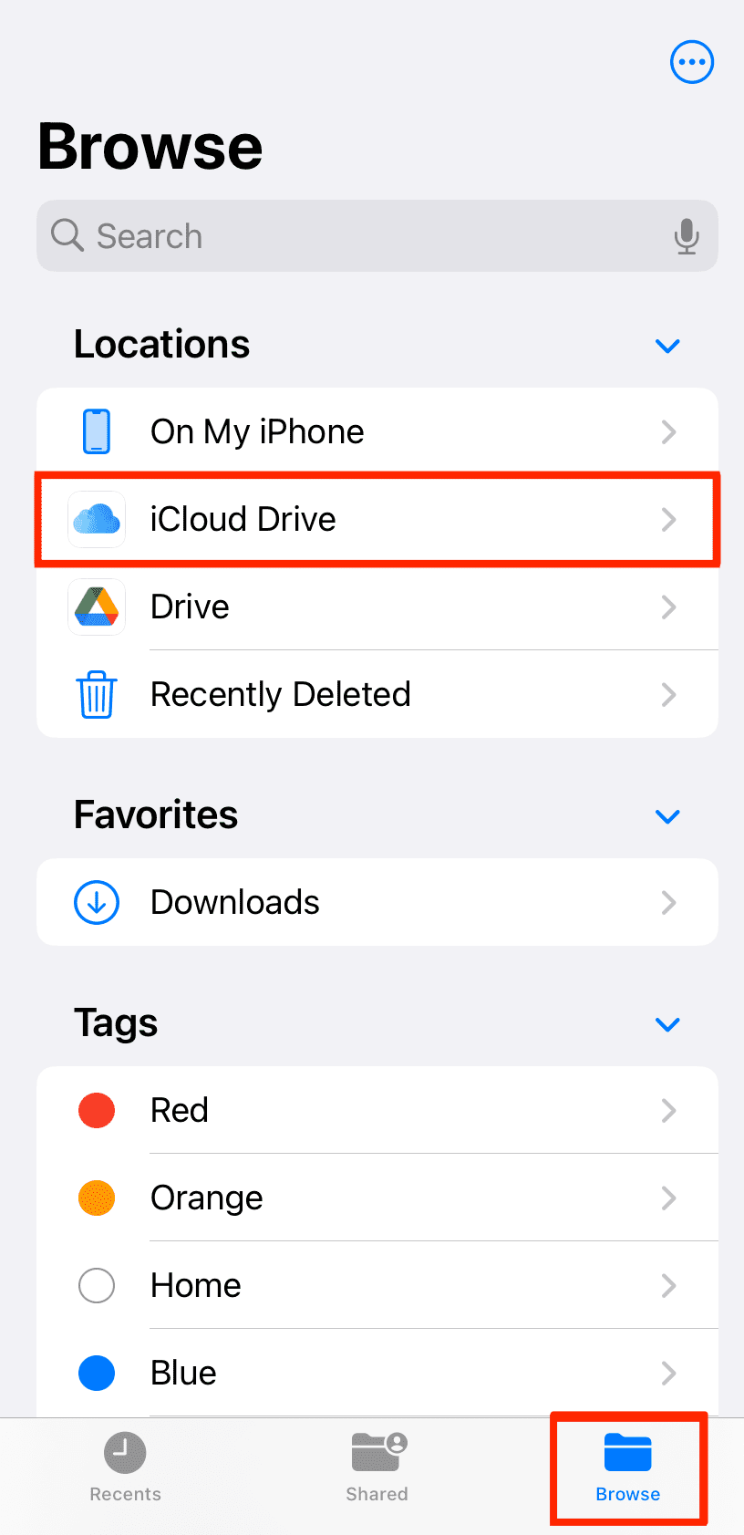 Parcourir le lecteur iCloud