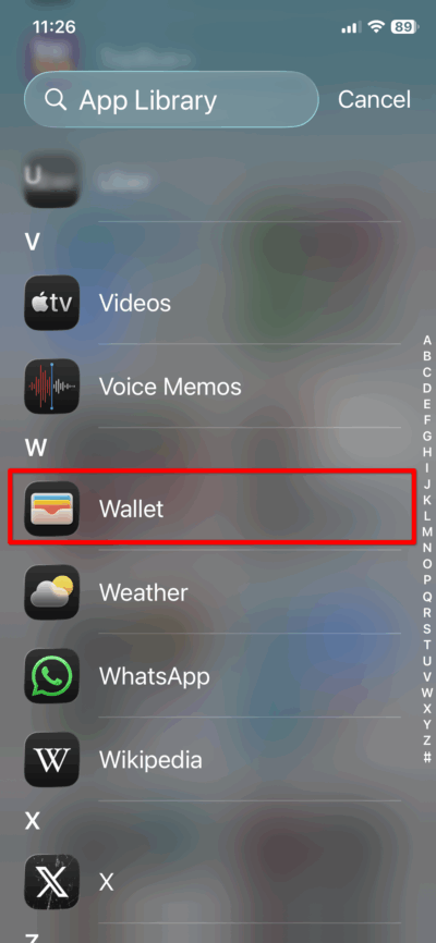 Liste des applications de portefeuille Apple Pay iPhone iOS 26